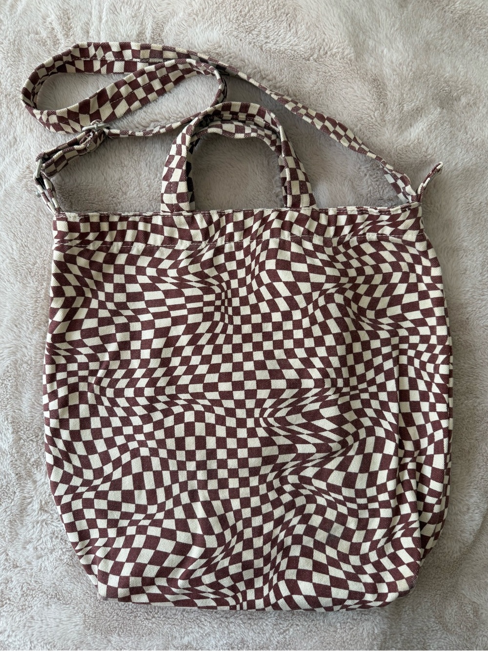 BAGGU Canvas Duck Bag Maroon Trippy Checker